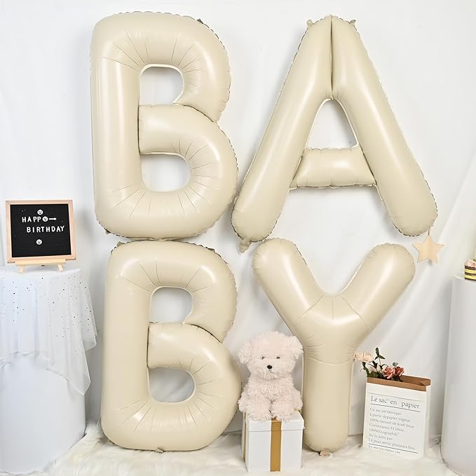 Cream E Letter Balloons,40 Inch Letter E Balloon Beige,Helium Custom Letter Balloon for Birthday Anniversary Party Decorations