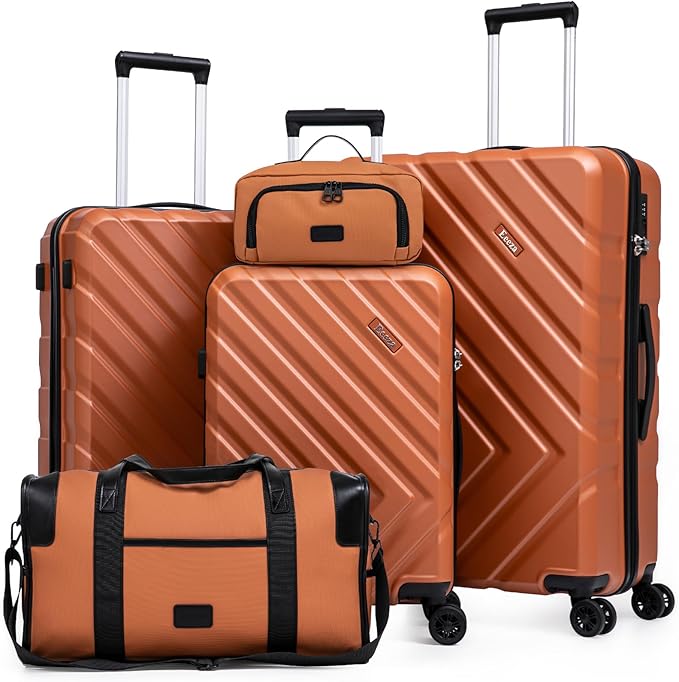 Luggage Sets 5 Piece, Suitcases with Wheels, ABS Hard Case Luggage with TSA Lock Spinner Wheels, Carry On Luggage Set(5 Piece Sets (20"/24"/28"/DB/TB))