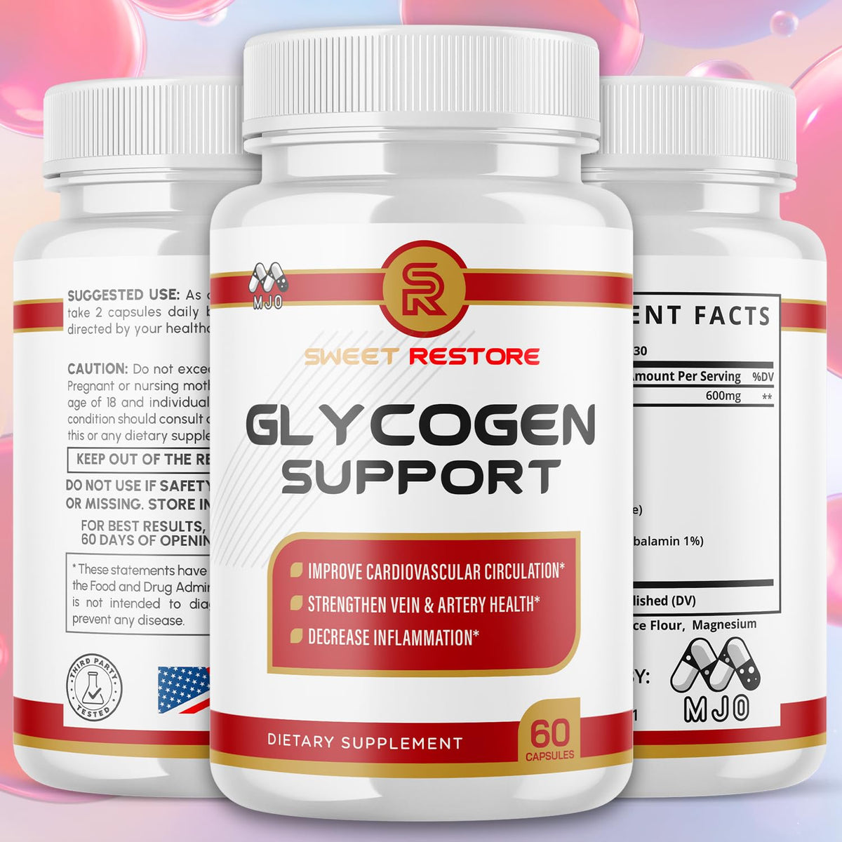(3 Pack) Sweet Restore Glycogen Support Capsules, Official Sweet Restore Glycogen Support Pills with All Natural Ingredients, Overall Health and Wellness with Max Strength Multivitamin (180 Capsules)