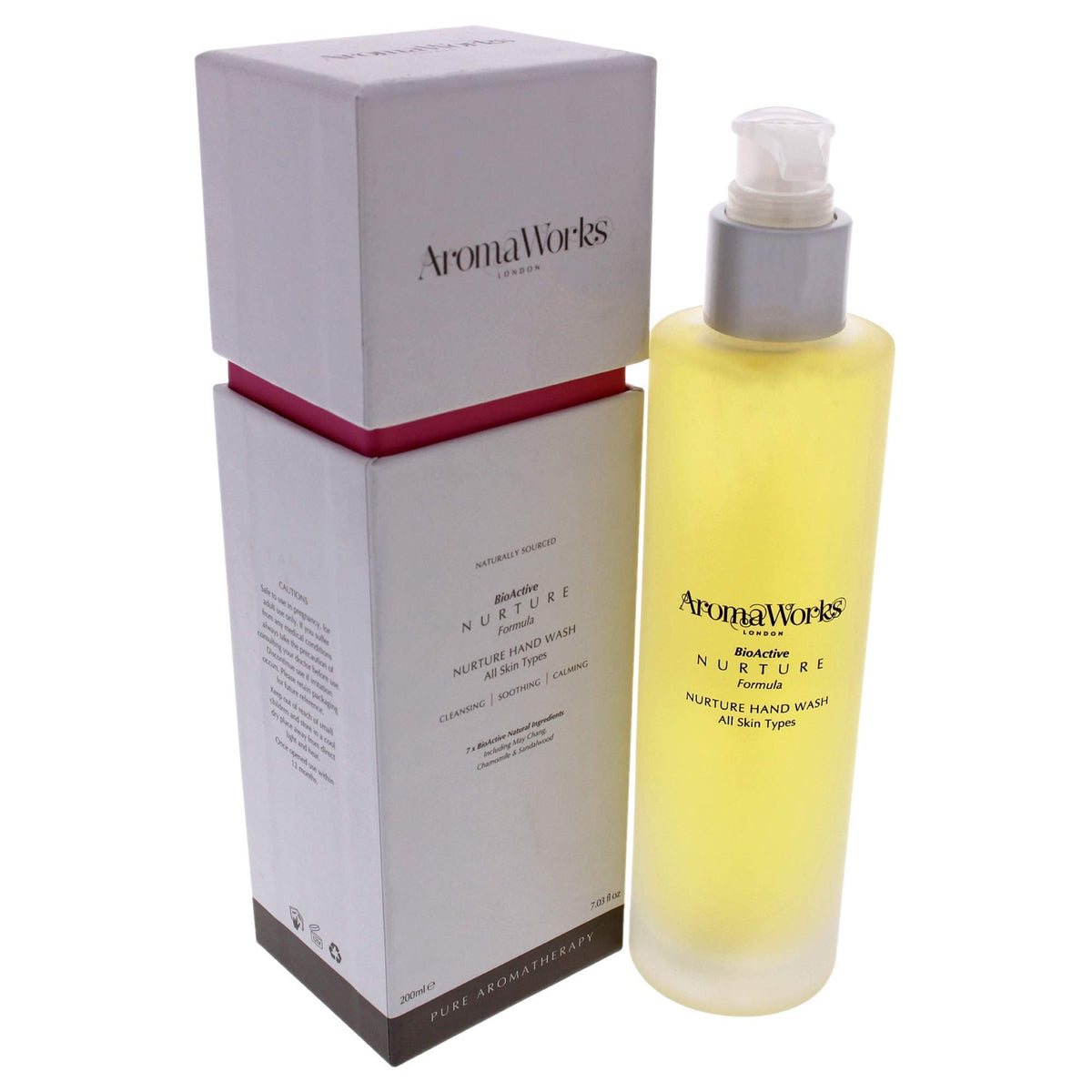 Aromaworks Nurture Hand Wash - May Chang, Roman Chamomile And Sandalwood Aromas - Cleansing, Soothing And Calming - Natural, Vegan - 100% Pure Essential Oil - Cleanses Without Drying - 7.03 Oz