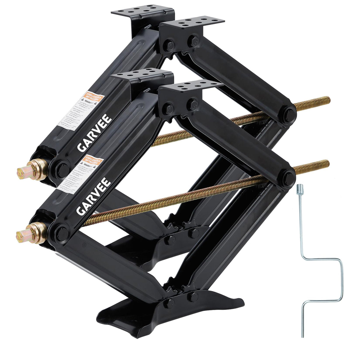 Garvee 24 in RV Scissor Jack - 7500 LB Heavy Duty Leveling Stabilizer with Crank Handle, Stable Base, 4 in-24 in Adjustable Heig