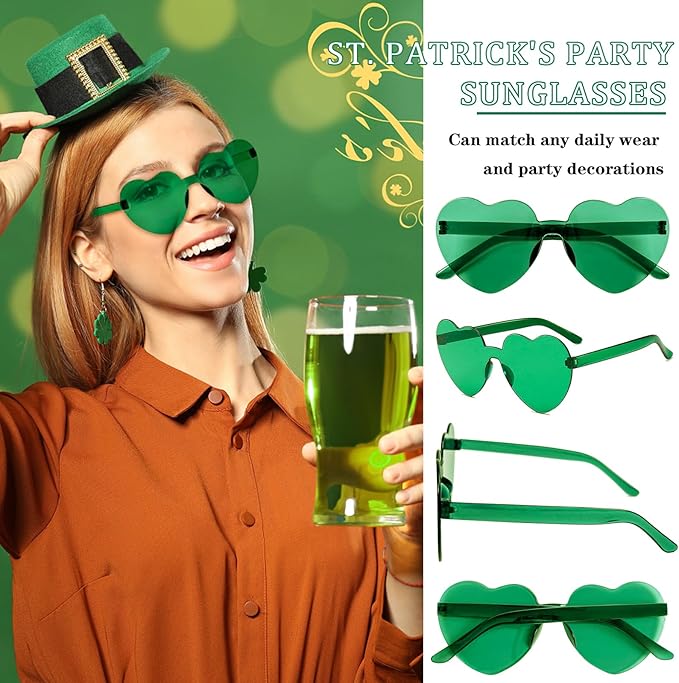 16 Heart Rimless Sunglasses Retro Colored Party Glasses Bulk Gradient Transparent Fun Eyeglasses for Unisex Adult