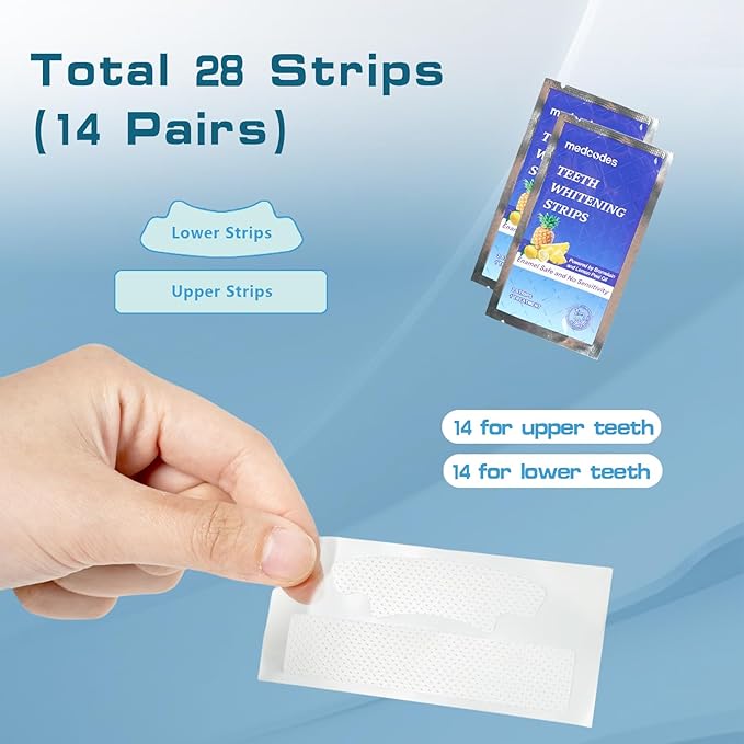 Teeth Whitening Strips for Sensitive, Enamel Safe Non-Slip Dry Strip Technology for Whiter Teeth,28 Strips Whitener Safe Whitestrip, Deep Stains Removal Tooth Whitening (One Size, Pineapple)