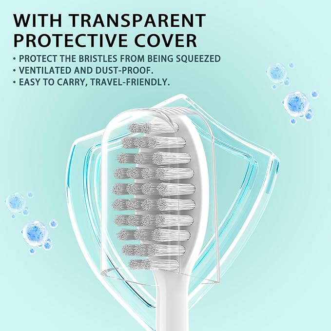 10 Pack Toothbrush Replacement Heads Compatible with TAO Clean Sonic Toothbrush Adults, Tooth Brush Head Toothbrush Heads Refill, Medium Bristles, Super Clean
