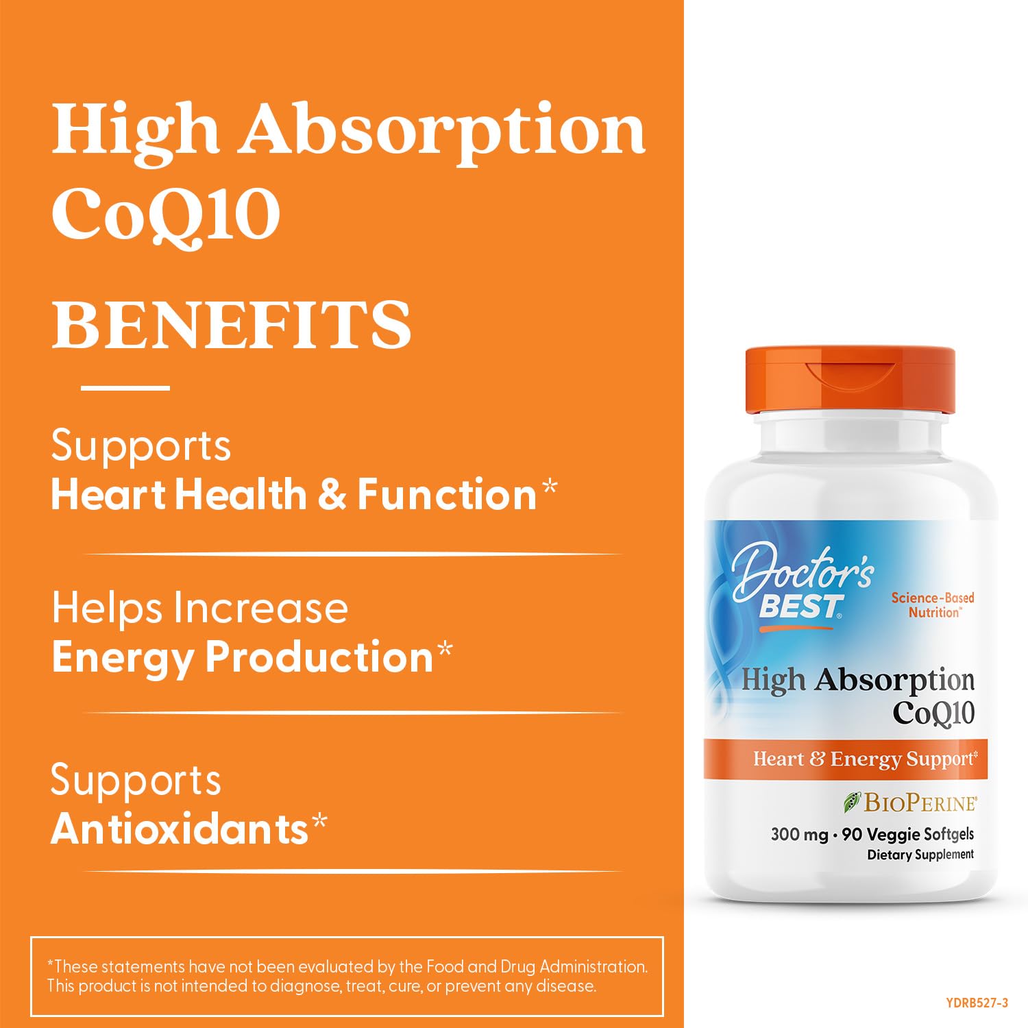 Doctor's Best High Absorption CoQ10 300mg with BioPerine Supplement - Coenzyme Q10 Softgels for Heart Health & Antioxidant Support, CoQ10 300 mg for Women & Men, Non GMO - 90 Veg Softgels