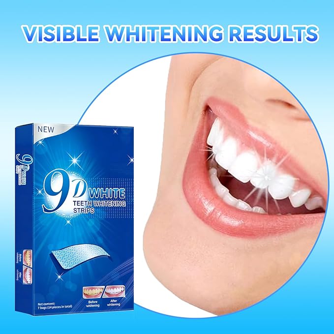 Teeth Whitening Strips - 9D Teeth Whitening Kit Professional Effects, Non-Sensitive Teeth Whitener for Enamel Safe, 14 Strips (7 Day Treatment) Remove Stains for a Brighter Smile, Mint