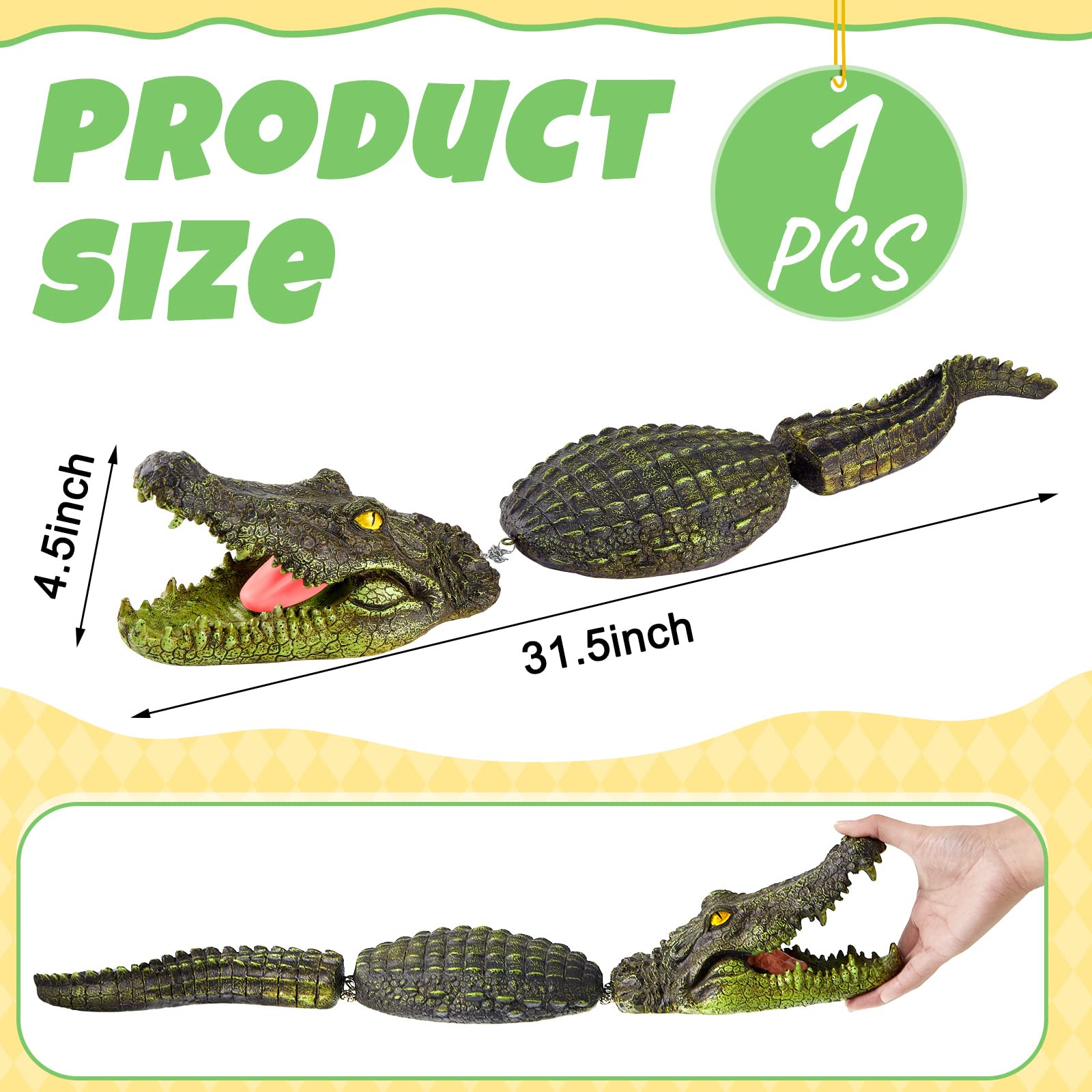 Sotiff 31.5 Inches Floating Alligator Decoy Floating Crocodile Decoy for Pool Fake Alligator Pool Float Statue Garden Animal Figurines Water Pond Decorations for Pond Outdoor Yard, Green