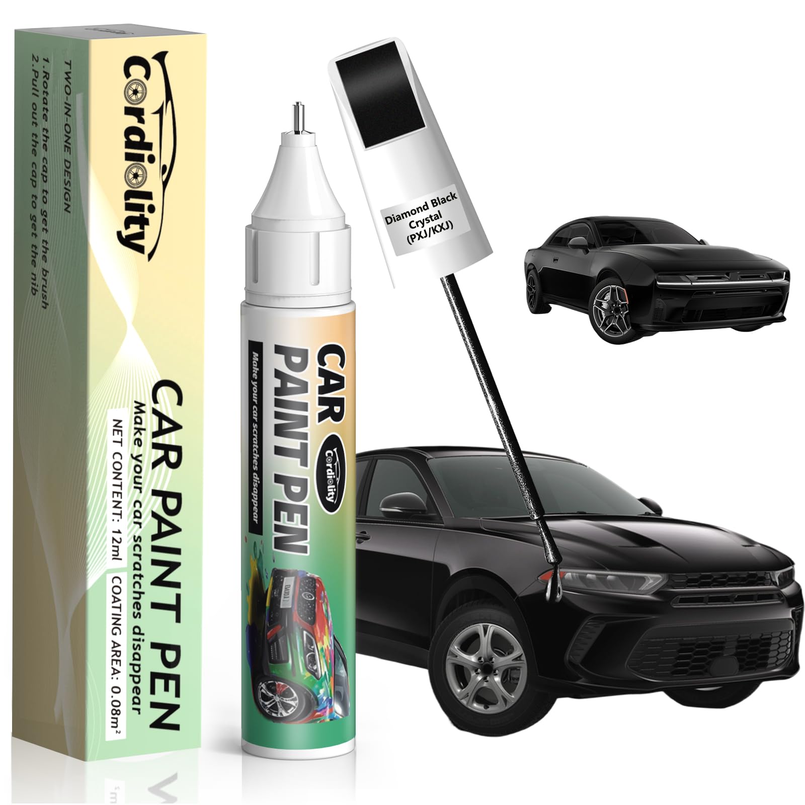 Diamond Black Crystal(PXJ/KXJ) Touch Up Paint Pen for Dodge,Car Paint Scratch Repair Pen Quick and Easy Fix Auto Paint Scratch