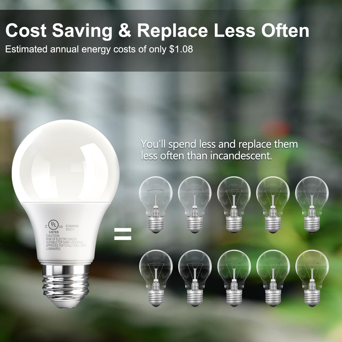 TJOY 24 Pack A19 LED Light Bulbs Soft Warm White 2700K, 60 Watt Equivalent, Efficient 9W, E26 Standard Base, Non Dimmable Energy Saving Warm Light Lamp Bulb, 800LM 120V, for Home, Bedroom, Living Room