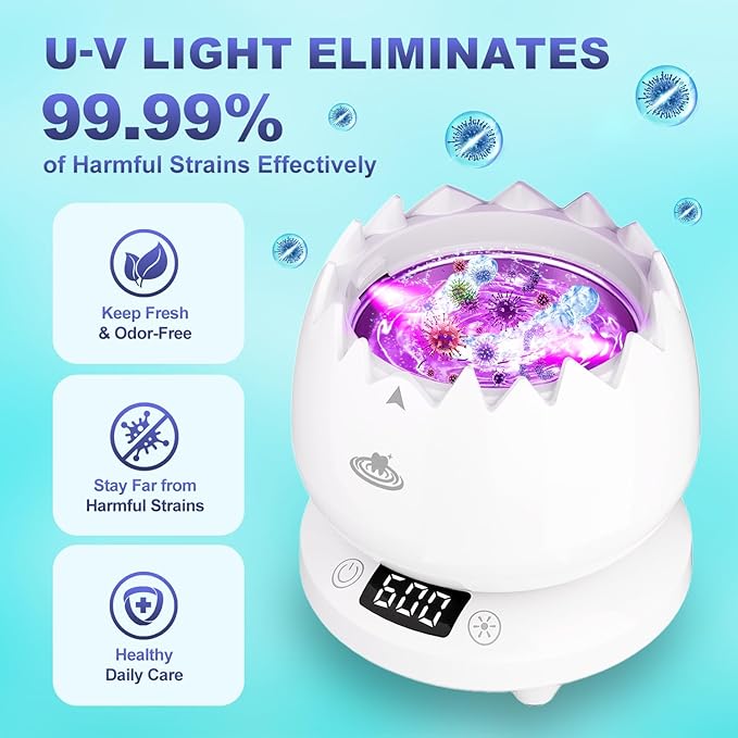 Ultrasonic Retainer Cleaner, 45kHz Denture Cleaner Machine, 4 Cleaning Modes, Removable Base, Dental Cleaning Pod for Mouth Guard/Night Guard/Braces/Aligner/Jewelry