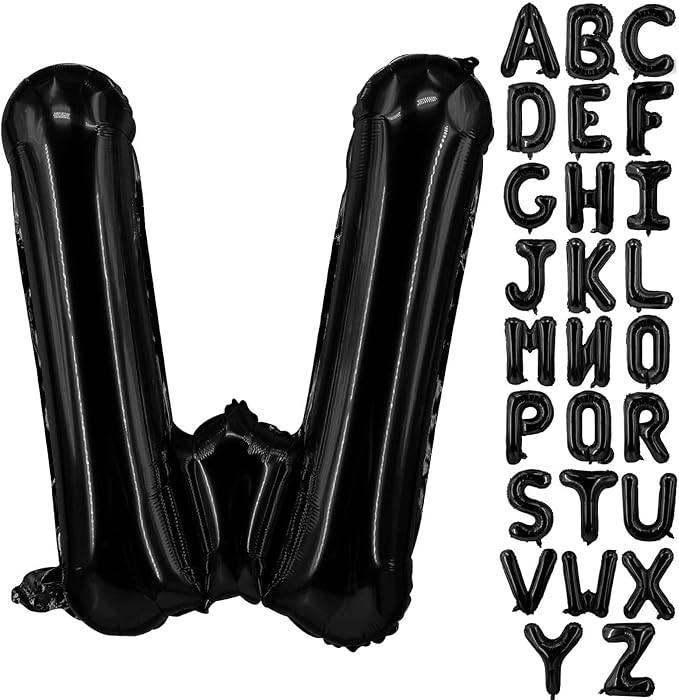 Lovoir 40 Inch Large Black Letter W Balloons Big Size Jumbo Mylar Foil Helium Balloon for Birthday Party Celebration Decorations Alphabet Black W