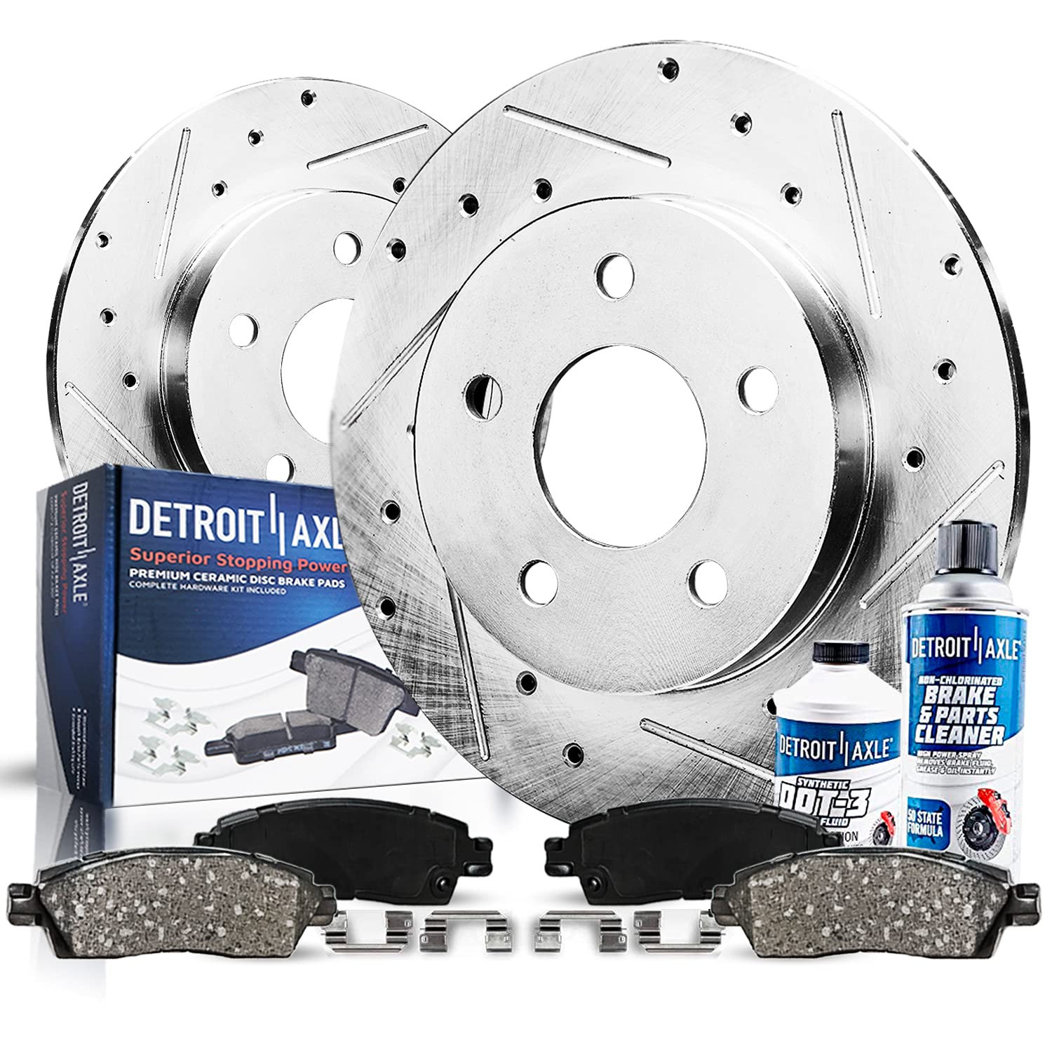 Detroit Axle - Rear Brake Kit for Hyundai 2008-2019 Sonata, 2010-2011 Azera, 2011-2012 2014-2015 Kia Optima, Drilled & Slotted D