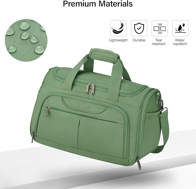 Hanke Carry On luggage Bags for Travel, Large Foldable Duffle Bag for Travel, Softside Lightweight Travel Bag Carry On Bags for Airplanes Women, Travel Tote Bags for Women Men.(Forest Green)