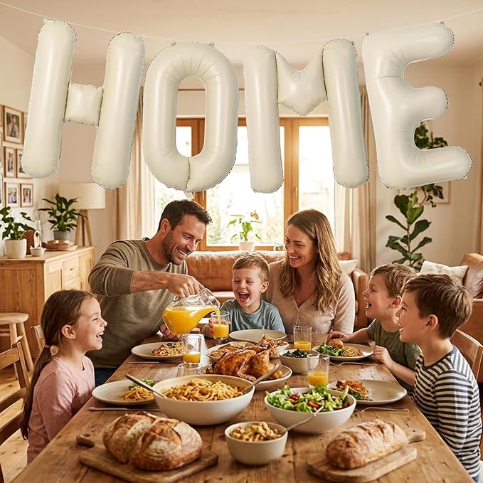 40 Inch Beige HOME Balloons, Large Cream Letter Balloon for Housewarming Party Decor, Ivory White New Home Welcome Balloon Banner Balloons Sign for Sweet House Warming Homecoming Party Decorations