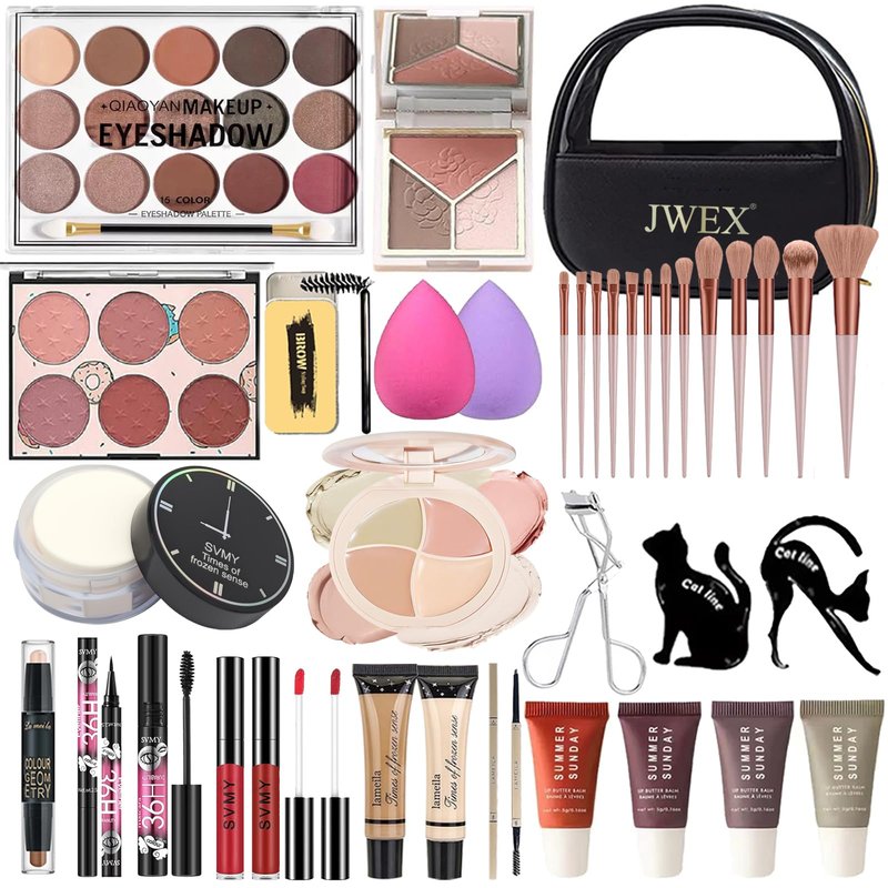 37 Pcs All in One Makeup Kit for Women Full Kit, Makeup Gift Set for Beginners Teenager, Multipurpose Makeup Set Includes Eyeshadow Palette Contour Stick Cosmetic Brush (A204)