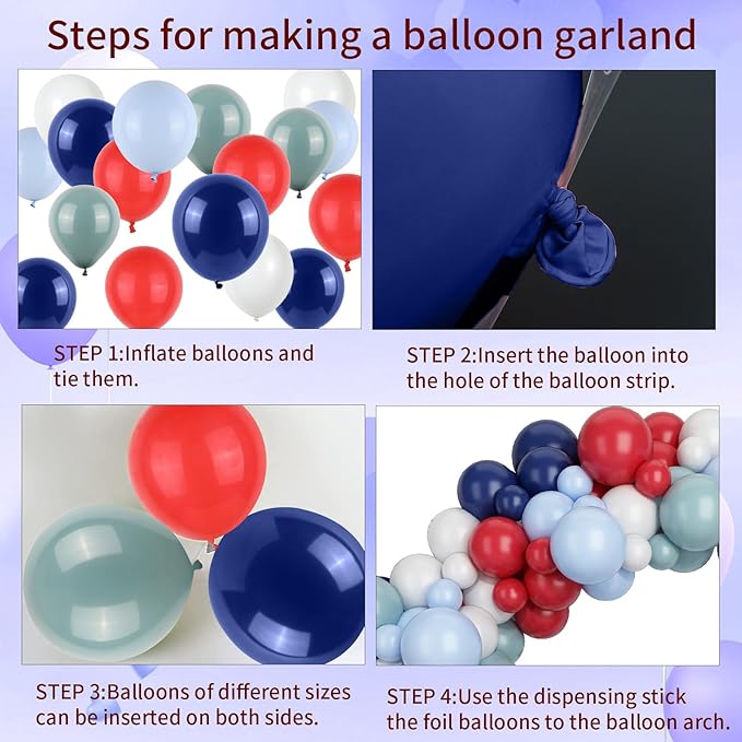 FunHot Baseball Balloon Arch Garland Kit, Navy Blue and Red Balloon Garland with White Balloons Baseball Foil Balloons Birthday Party for Men Boys Sports Baseball Graduation Party Decorations