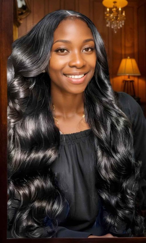 FTKV Human Wave Lace Wigs Glueless Lace Wigs Human Hair Density 13x6 Lace Wigs, Human Hair Pre-Plucked Pre-Cut 13x6 HD Lace Wigs-Size: 28 Inch