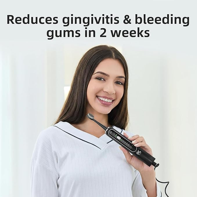 Professional Flossing Electric Toothbrush with Water Flosser, 2 in 1 Toothbrush and Water Flosser Combo, Sonic Electric Toothbrush Cordless Flossing Brush (Black)