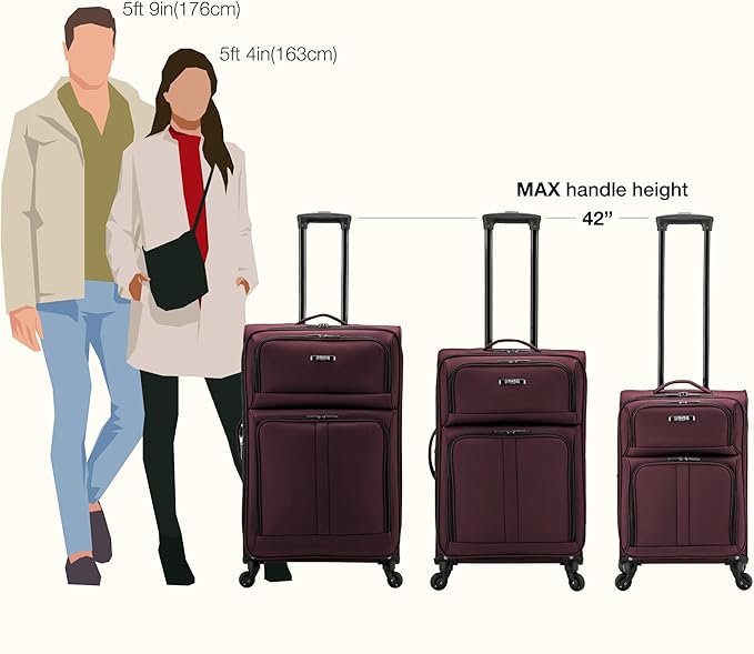 U.S. Traveler Anzio Softside Expandable Spinner Luggage, Burgundy, Carry-on 22-Inch