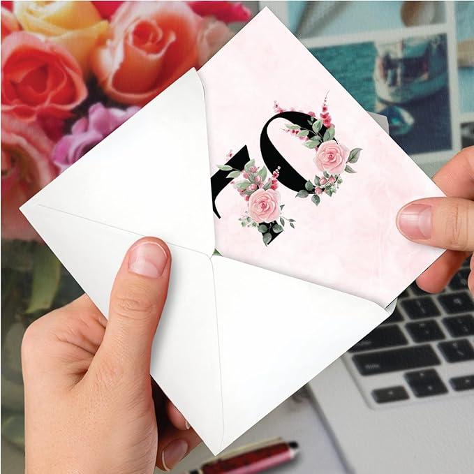 NobleWorks - 70th Milestone Birthday Paper Card with 5 x 7 Inch Envelope (1 Card) Floral Age 70 C8259MBG