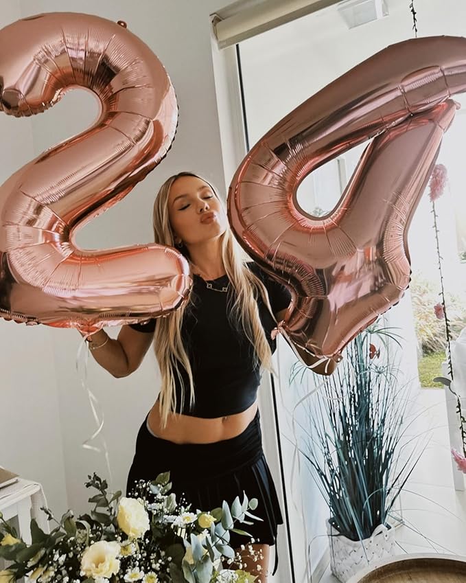 Rose Gold Number 4 Balloon 40 Inch, 4 Balloon Number, 4th Birthday Decorations, Rose Gold Party Supplies for Boys Girls