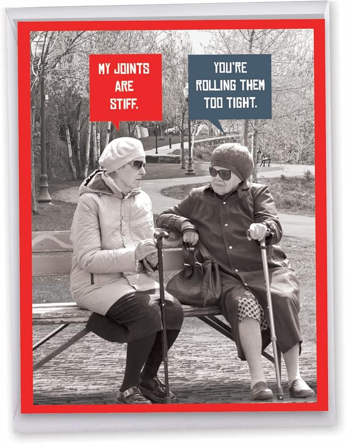 NobleWorks Jumbo Humorous Birthday Greeting Card 8.5 x 11 Inch with Envelope (1 Pack) Large Jumbo Bday Unlit Stiff Joints J10246BDG