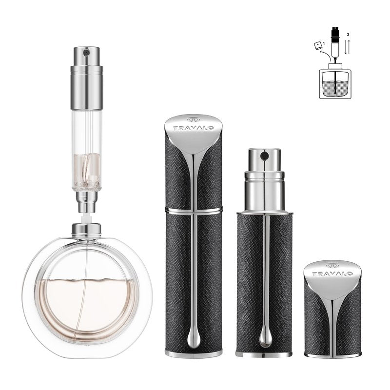 Travalo AQUA Refillable Perfume Atomizer, 5ml Travel Perfume Bottle with Easy Bottom Refill, Leak-Proof Mini Cologne Sprayer, TSA-Approved Pocket Fragrance Spray for Women & Men,1 Piece (Black)