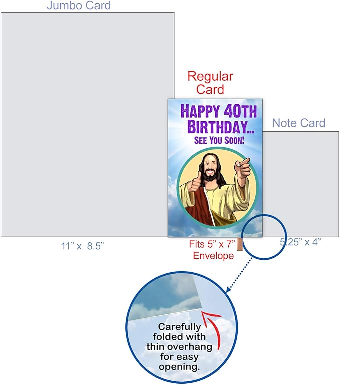 NobleWorks - Funny 40th Birthday Greeting Card - Joking God Humor Milestone, 40 Years Happy Bday Notecard with Envelope (1 Card) - See You Soon 40 C9064MBG