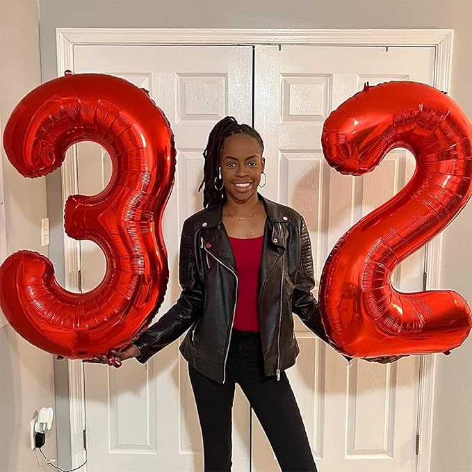 10th Birthday Balloons for Girls Boys, 40 Inch Giant Red Foil Number 10 Balloons with Red Confetti Balloons Kit, Digit 10 Helium Balloons for Men Women 1st 10th Anniversary Party Decorations Supplies
