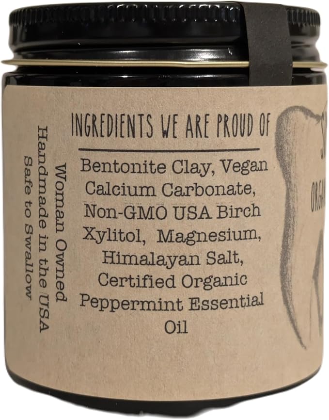 Simply Sooney Remineralizing Vegan Fluoride Free Tooth Powder Peppermint Formula I Glass Jar I Stronger Teeth I Fresh Breath I with Xylitol I Organic Ingredients