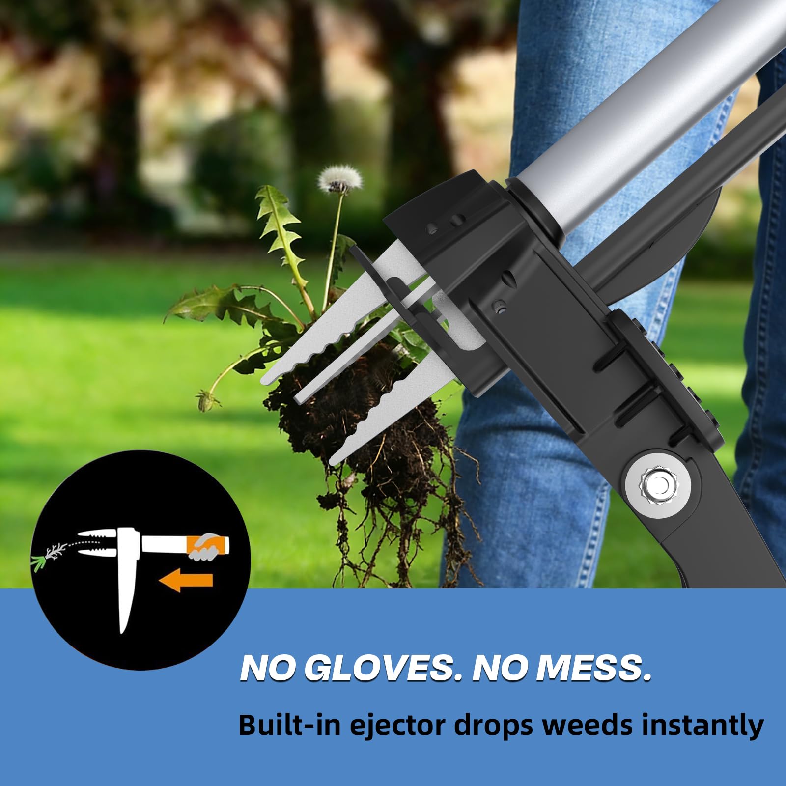 KXGBARN Stand Up Weed Puller Tool, Long Handle Garden Weeder with 4 Stainless Steel Claws, 39.3" Heavy Duty Weed Remover Tool for Lawn & Yard, Pull Weeds by Root Without Bending