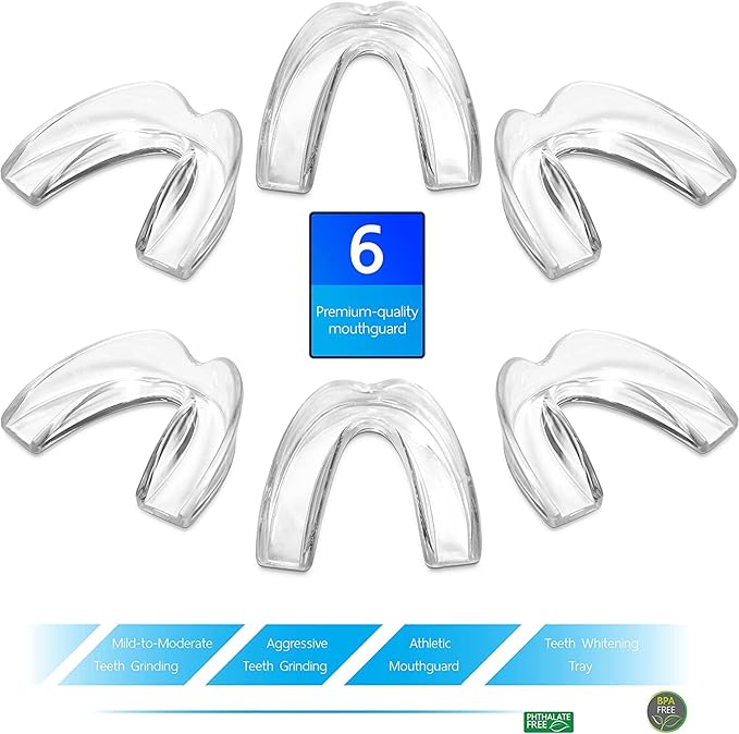 The ConfiDental Mouth Guard for Grinding Teeth at Nighttime Pack of 6 Moldable Dental Bite Guards for Clenching and Bruxism, Custom Fit for Comfortable Sleep