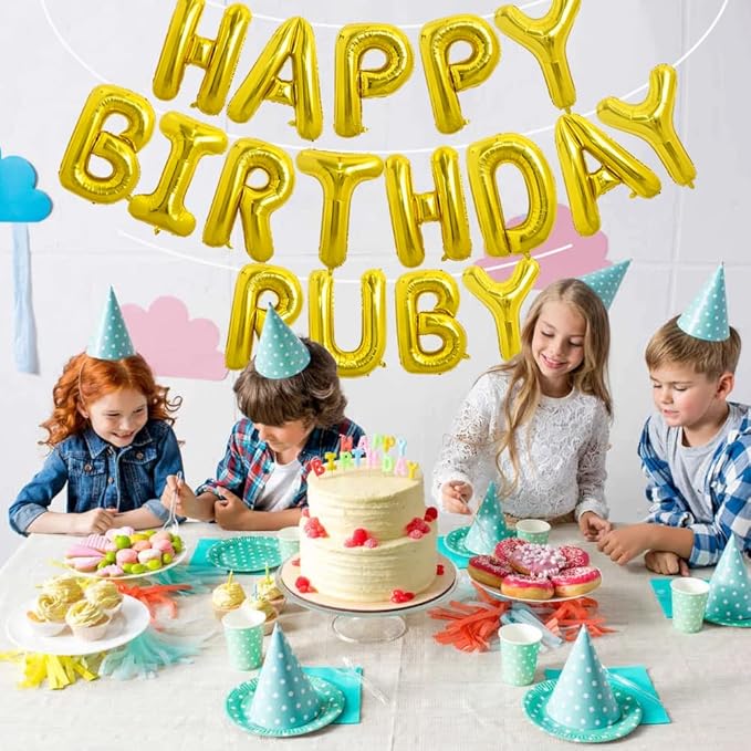 TONIFUL 65 Pcs 16 Inch Gold Happy Birthday Balloons and 2 Sets A-Z Foil Letters Balloons DIY Personalized Phrase Banner for Birthday Celebration Halloween Thanksgiving Christmas Party Decorations