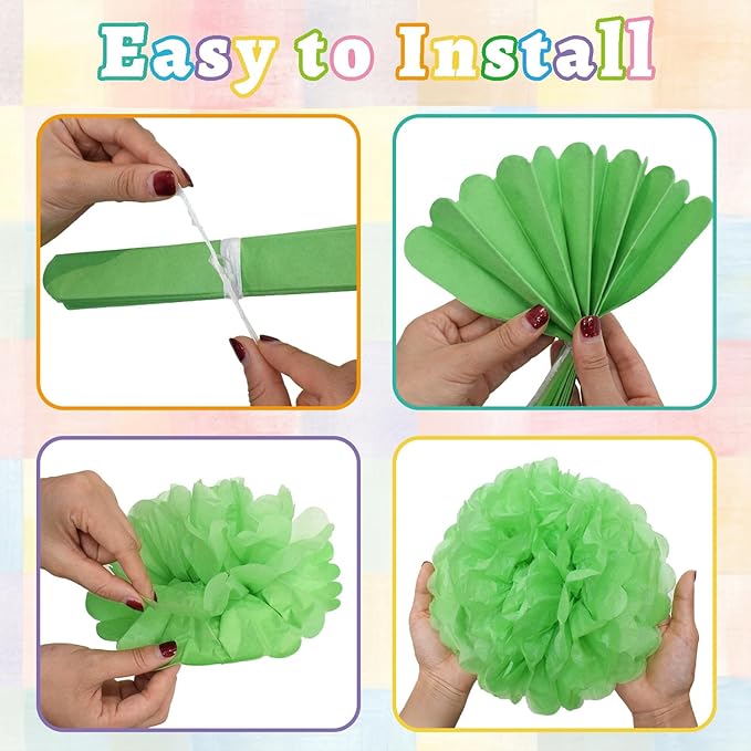 25Pcs Easter Decorations Set with Happy Easter Banner, Easter Egg Garland, Pompoms & Hanging Swirls for Home, Classroom, Easter Party Decorations Indoor