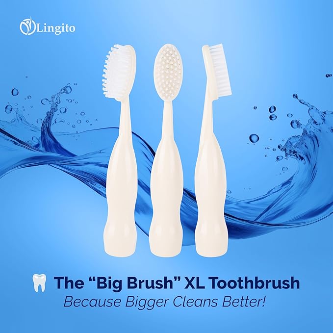 Lingito Smokers Toothbrush Wide-Head, Extra-Firm Hard-Bristle Oral Care for Tough Stains, Deep-Cleaning Manual Brush for Coffee & Tobacco-Stained Teeth, Premium Stain Removal & Brightening - (2 Pack)