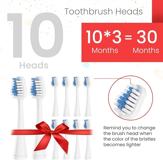 Harobey Replacement Toothbrush Heads for Waterpik Complete Care 5.0/9.0 Tooth Brush, and for AquaSonic Duo Series and Home Dental Center Electric Toothbrush, 10 Count, White