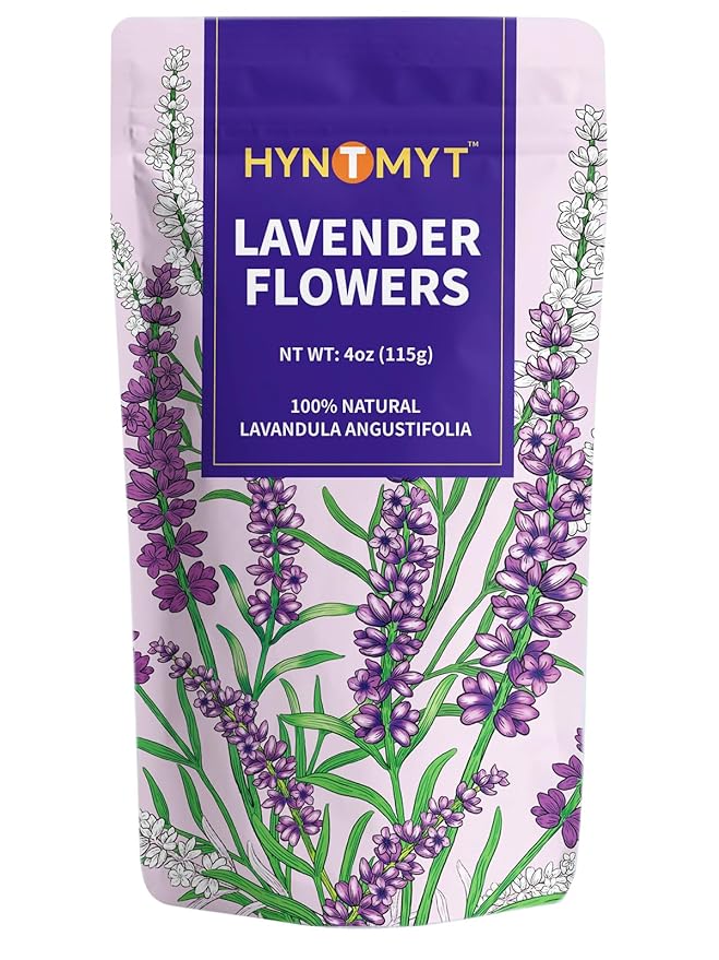 HYNTMYT Lavender Tea, Food Grade Lavender Herbal Tea, Natural Dried Lavender Buds for Tea, Baking, Lemonade, Fresh Aroma, 115g