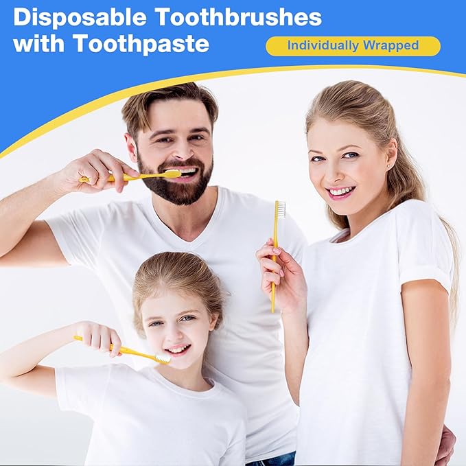 Disposable Toothbrushes with Toothpaste 10 Pack, Travel Size Toothbrush and Toothpaste Set, Bulk Tooth Brush Tooth Paste Kit, Individually Wrapped Travel Toiletries for Homeless, Hotel
