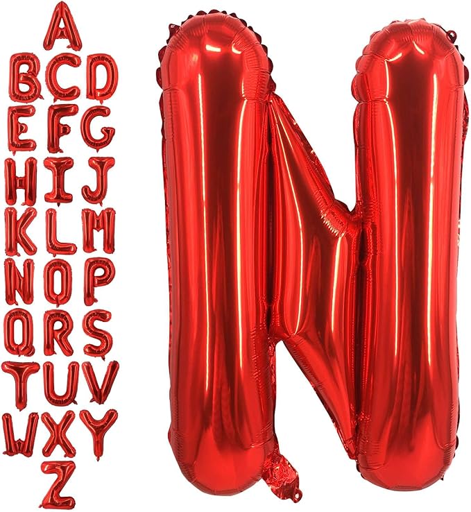 40 Inch Red Letter N Balloons, DIY Phrase Foil Alphabet Letter N Balloons DIY Word N Banner for Birthday Anniversary Celebration Graduation Party Supplies Decoration