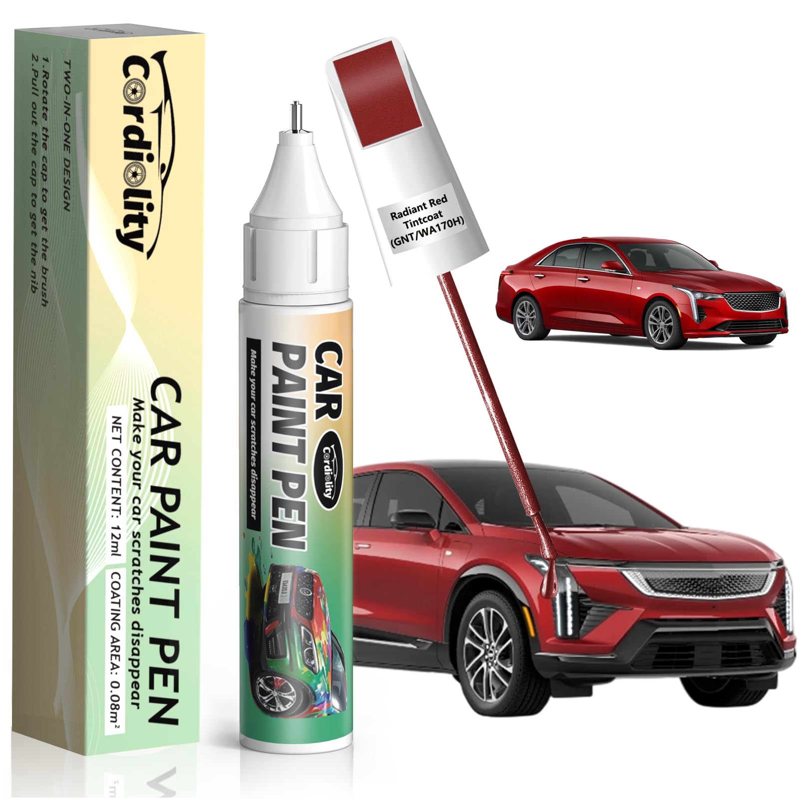 Radiant Red Tintcoat(Gnt/Wa170H) Touch Up Paint Pen For Cadillac,Car Paint Scratch Repair Pen Quick And Easy Fix Auto Paint Scra