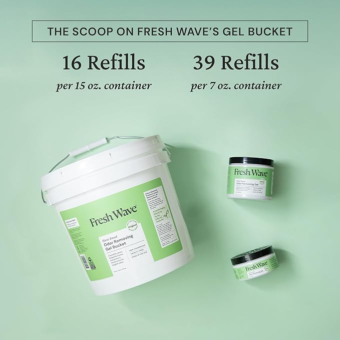 Fresh Wave Odor Removing Gel Bucket, 15.5 lb. (248 oz.), Original Scent Refill - Odor Absorbers for Home, Safer Odor Relief, Natural Plant-Based Odor Eliminator, For Cooking, Trash & Pets