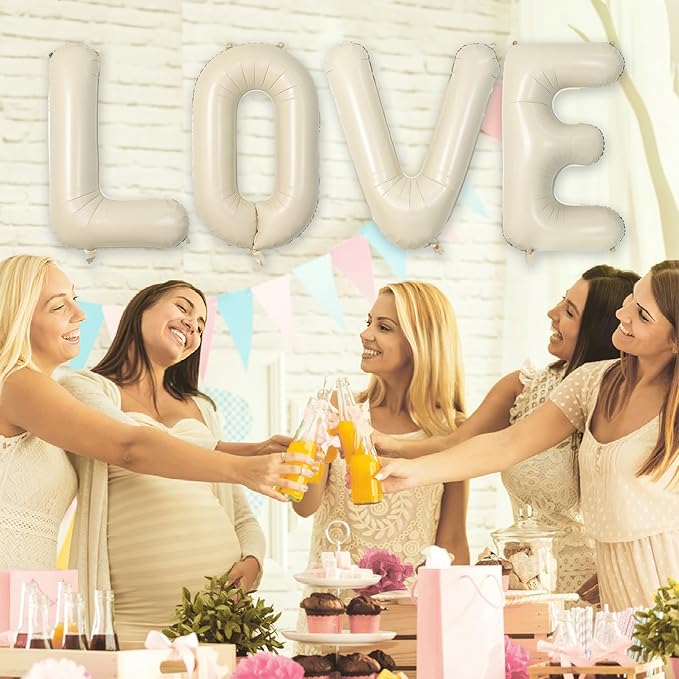 Biapian 40 Inch Love Letter Balloons, Cream Foil Balloons Big LOVE Balloons, 4 Pcs Giant Foil Aluminum Balloon Helium for Birthday, Baby Shower, Wedding, Valentines Day Marriage Party Decorations