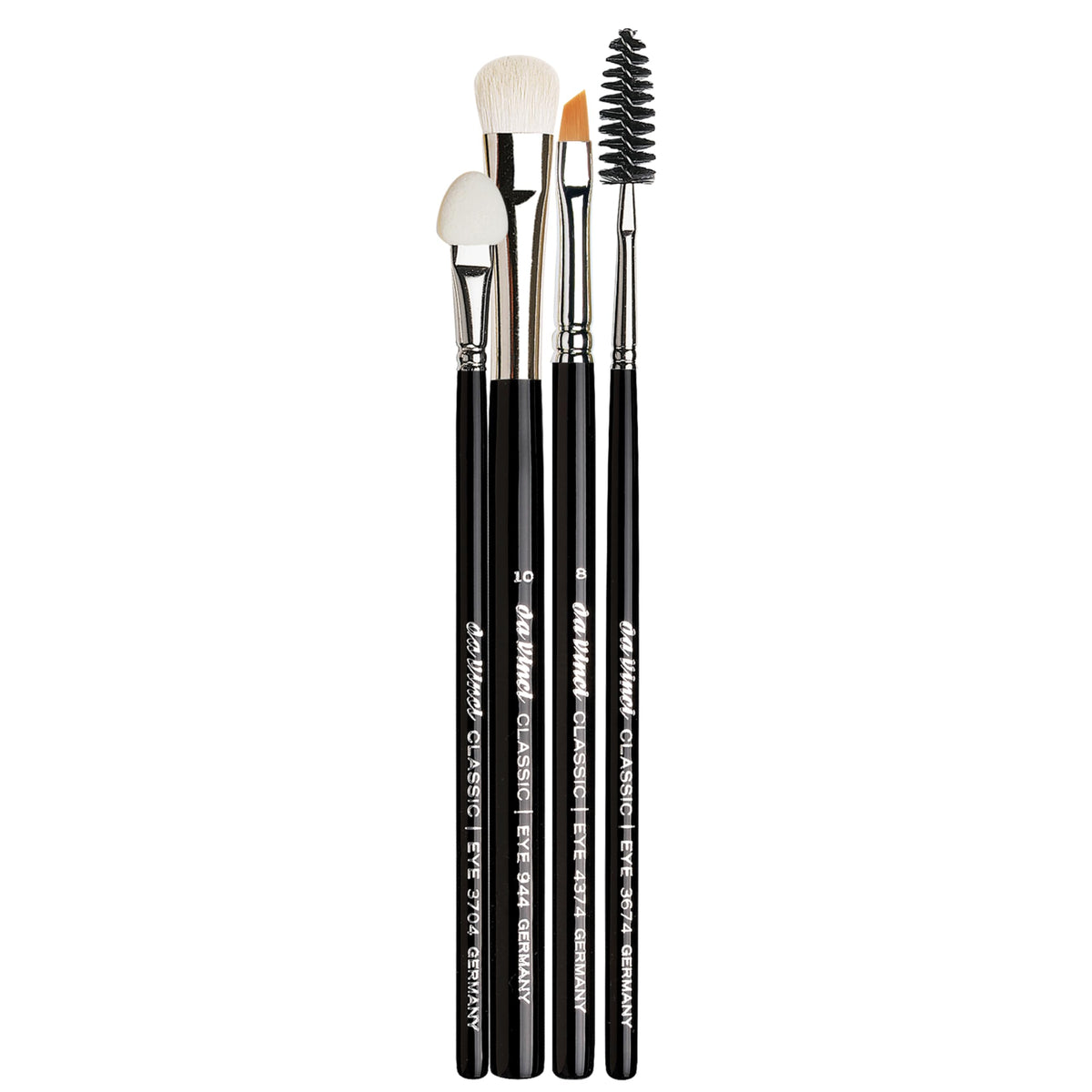 da Vinci Cosmetics Series 4803 Classic Smokey Eyes Look Brush Set with Eyeliner, Blender, Eyelash Brush, and Applicator, Multiple Sizes, 46.2 Gram, 4 Brushes