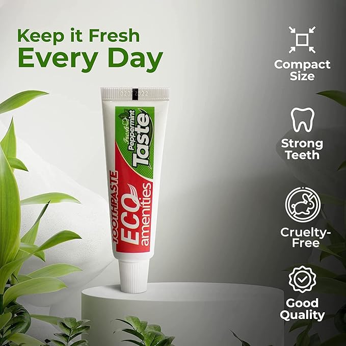 ECO amenities Travel Toothpaste Tubes - TSA-Approved Bulk Toothpaste - Peppermint Flavor Mini Pack - Travel Hygiene Kit Bulk - 0.2 Oz Tube