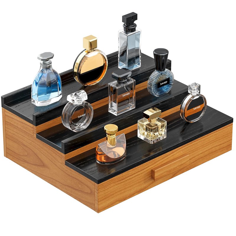 Sueuapp Walnut Cologne Organizer for Men（Dark Walnut ）