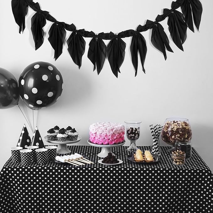 VitalCozy 1 Pcs Black Bow Garland Banner, Halloween Satin Ribbon Hanging Party Bow Garland Decoration for Birthday Wedding Halloween Party Supplies