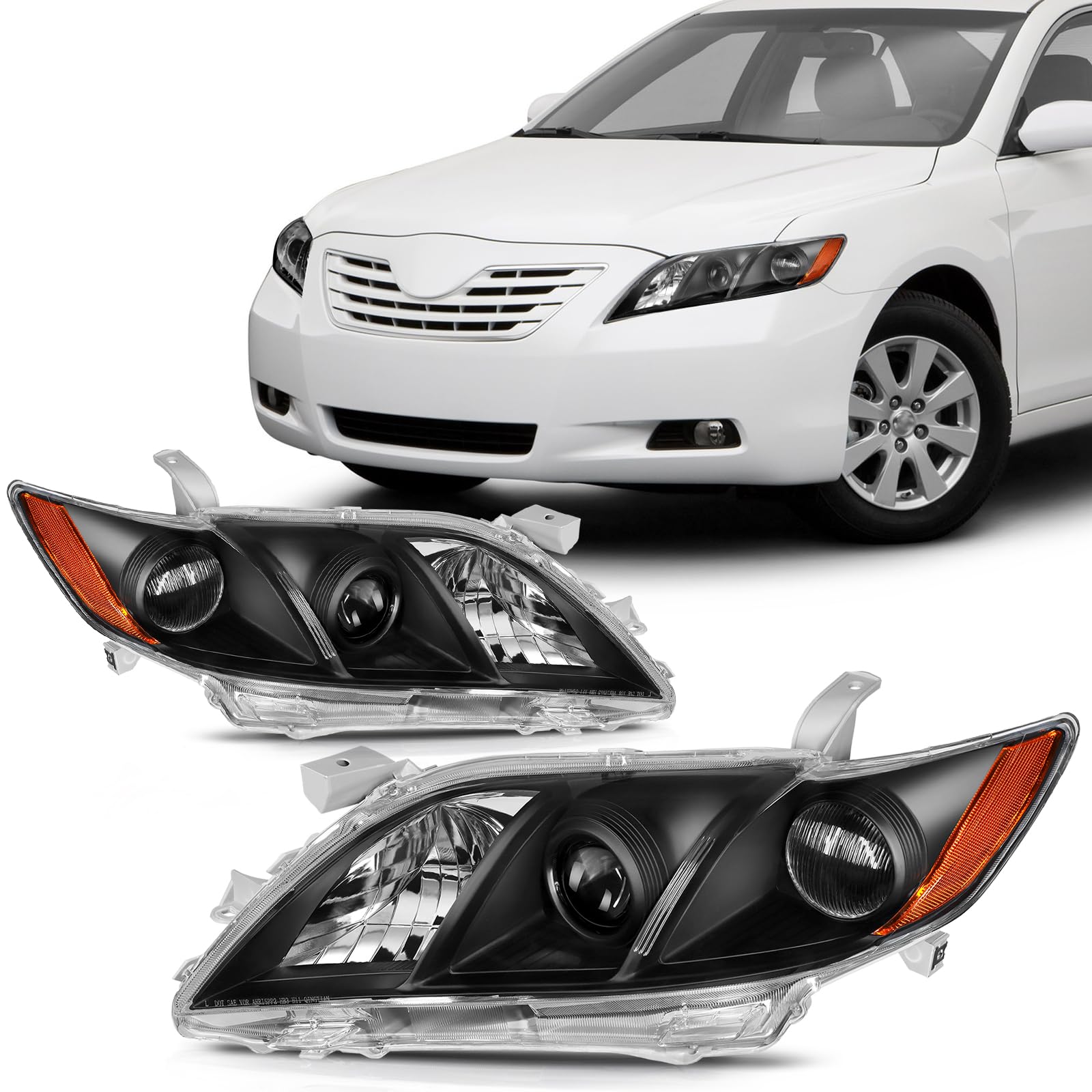 SCITOO Headlight Assembly Fit for Toyota Camry 2007-2009 Pair Headlamps OE:8113033652