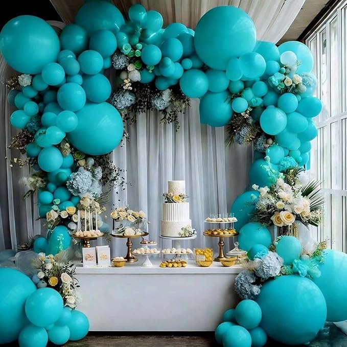 Teal Balloons Turquiose Double Stuffed Balloon Garland Arch Kit Latex Different Sizes For Birthday Baby Shower Dolphin Mermaid Engagement Anniverasry Party Decoration
