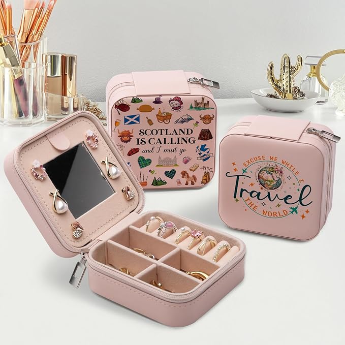 Travel Gifts for Women Jewelry Box, Best gifts for International Travelers People Who Love Travel, Flight Attendant Essentials Gifts, Women Weekend Trip Travel Stuff Travel Jewelry Case Organizer