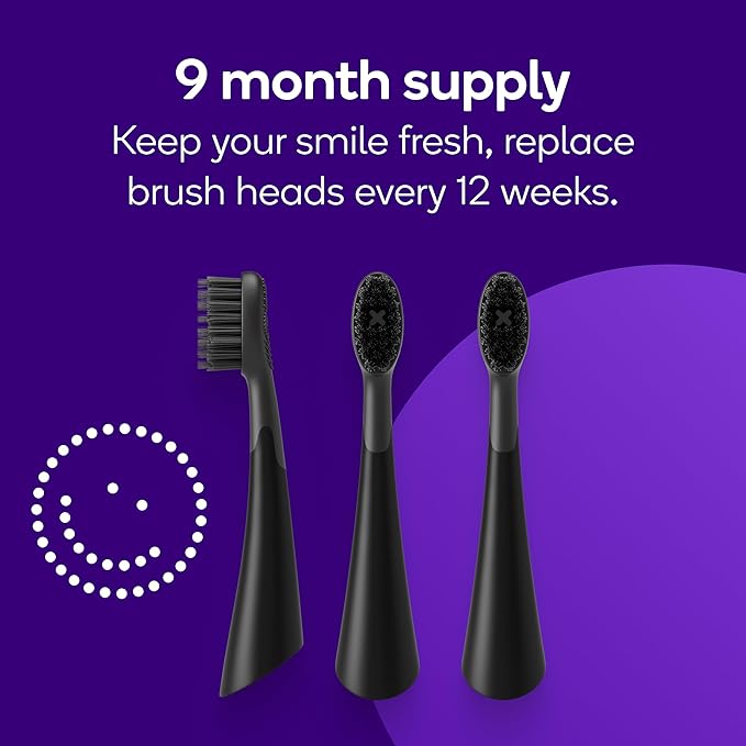BURST Replacement Heads for Curve Sonic Electric Toothbrush (3 Pack/Black)